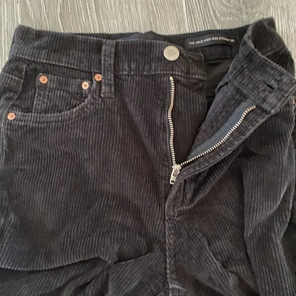 Denim Forum Arlo High Rise Straight Black Corduroy Jeans - Picture 9 of 9